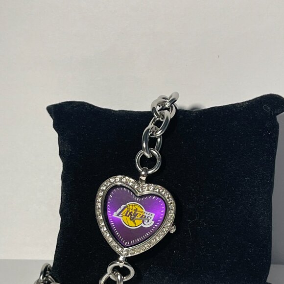 Los Angeles Lakers NBA Heart Stainless-Steel Bracelet Watch by Game Time NEW